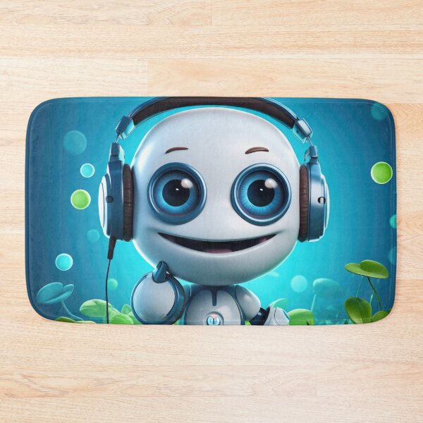 Item preview, Cute robot friendly digital assistant character with glowing blue lights, AI generated designed and sold by dvoevnore.