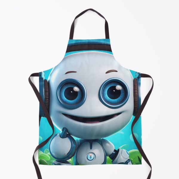 Item preview, Cute robot friendly digital assistant character with glowing blue lights, AI generated designed and sold by dvoevnore.