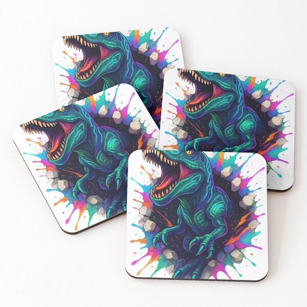 Item preview, Futuristic Neon Dinosaur | Bioluminescent T-Rex Hybrid Illustration | Bold Cartoon Fantasy Art designed and sold by 5CatDesign.