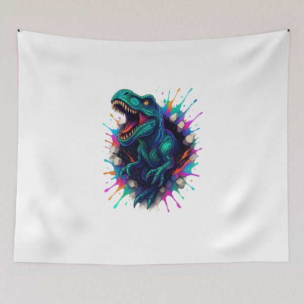 Item preview, Futuristic Neon Dinosaur | Bioluminescent T-Rex Hybrid Illustration | Bold Cartoon Fantasy Art designed and sold by 5CatDesign.