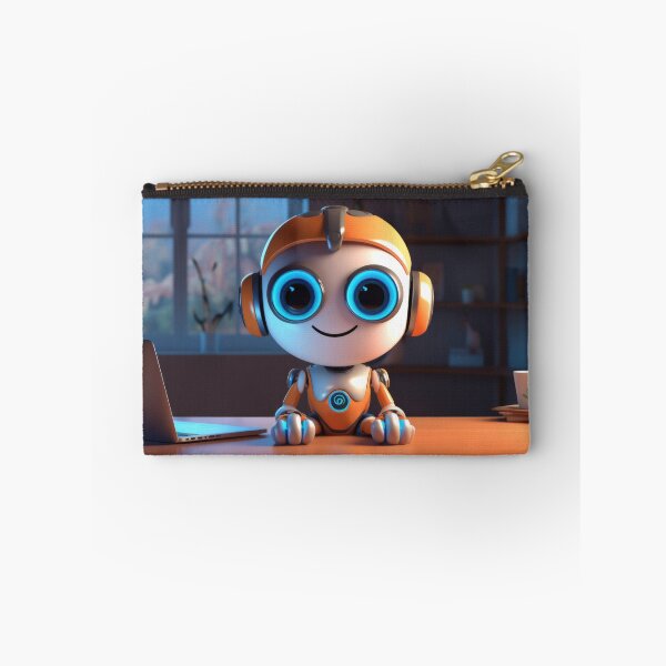 Item preview, Cute robot friendly digital assistant character with glowing blue lights, AI generated designed and sold by dvoevnore.