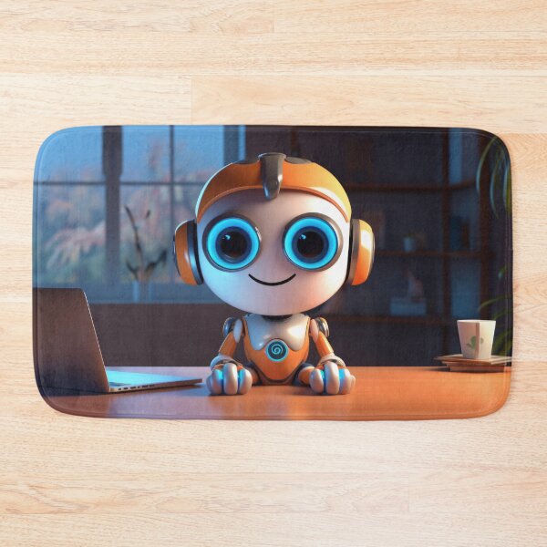 Item preview, Cute robot friendly digital assistant character with glowing blue lights, AI generated designed and sold by dvoevnore.