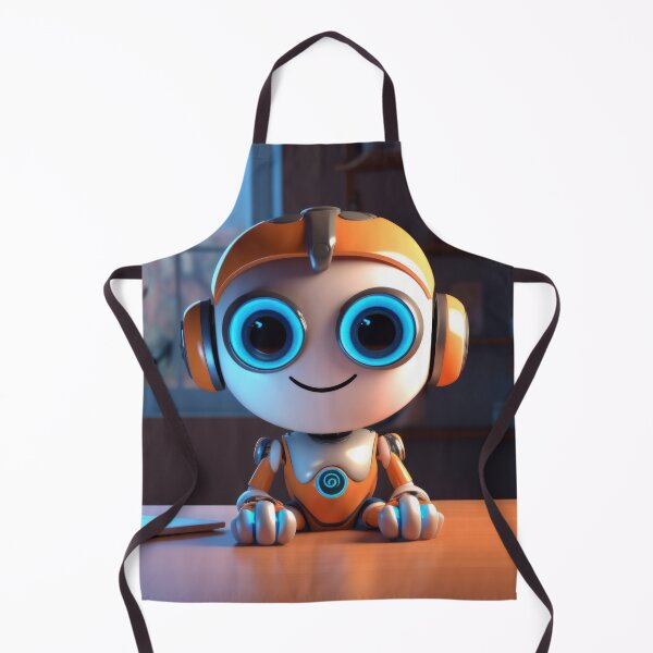 Item preview, Cute robot friendly digital assistant character with glowing blue lights, AI generated designed and sold by dvoevnore.