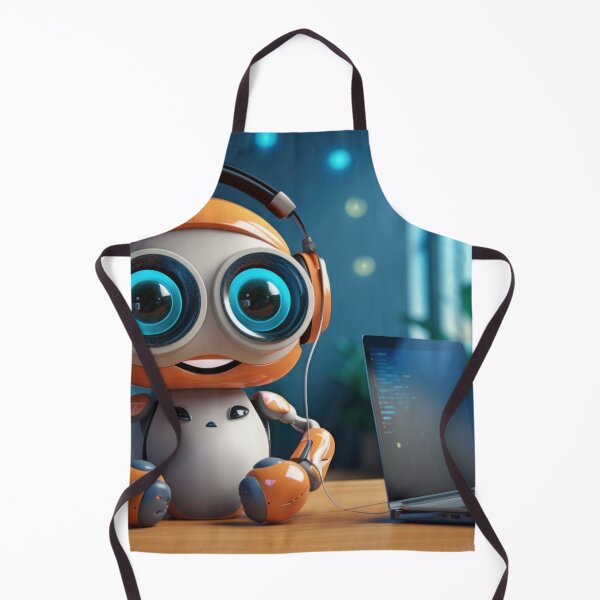Item preview, Cute robot friendly digital assistant character with glowing blue lights, AI generated designed and sold by dvoevnore.