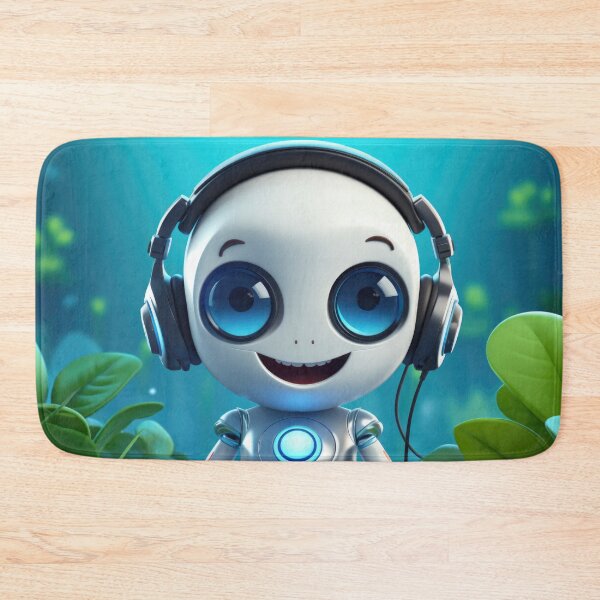Item preview, Cute robot friendly digital assistant character with glowing blue lights, AI generated designed and sold by dvoevnore.