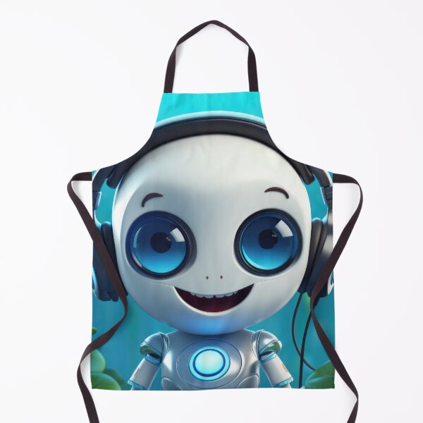 Item preview, Cute robot friendly digital assistant character with glowing blue lights, AI generated designed and sold by dvoevnore.