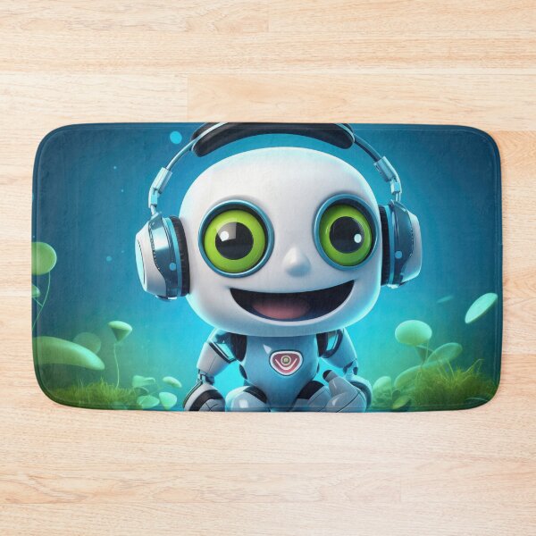 Item preview, Cute robot friendly digital assistant character with glowing blue lights, AI generated designed and sold by dvoevnore.