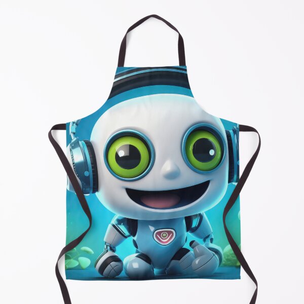 Item preview, Cute robot friendly digital assistant character with glowing blue lights, AI generated designed and sold by dvoevnore.