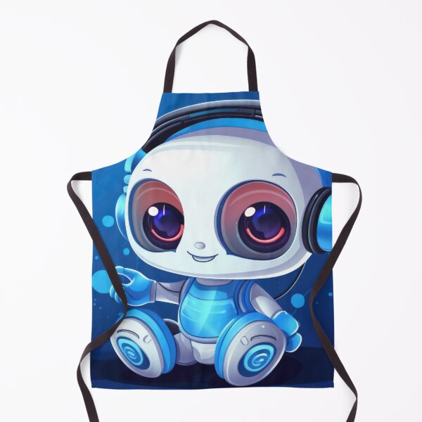 Item preview, Cute robot friendly digital assistant character with glowing blue lights, AI generated designed and sold by dvoevnore.
