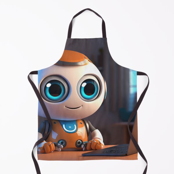 Item preview, Cute robot friendly digital assistant character with glowing blue lights, AI generated designed and sold by dvoevnore.