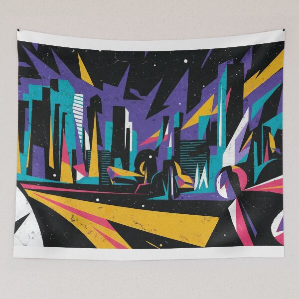 Item preview, Colorful City Abstract Wall Art – Vibrant Urban Canvas Print designed and sold by jazzyfunky.
