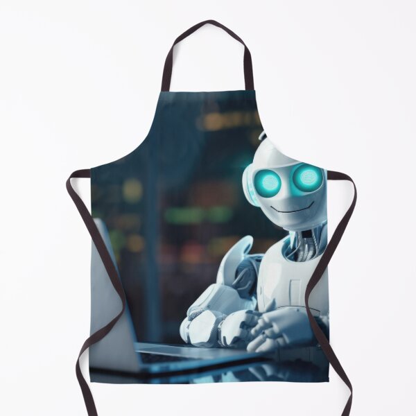 Item preview, Cute robot friendly digital assistant character with glowing blue lights, AI generated designed and sold by dvoevnore.