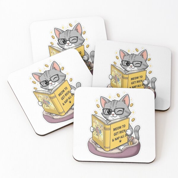 Item preview, Smart Cat Reading "Meow to Get Rich & Nap All Day" Book Sticker designed and sold by My-Hoodies.