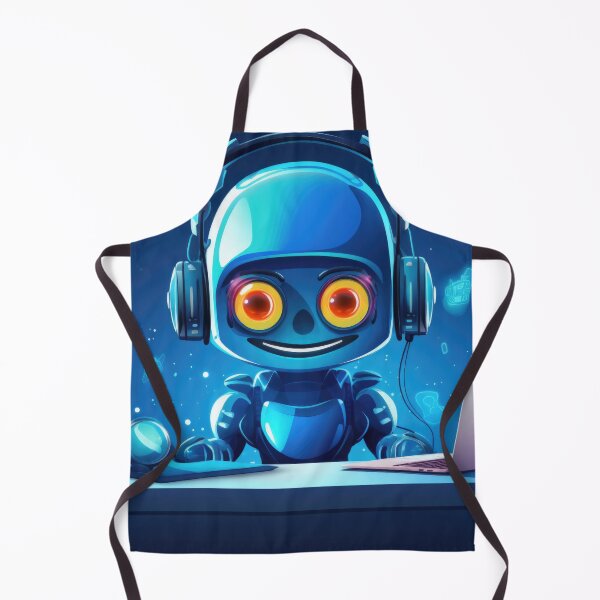 Item preview, Cute robot friendly digital assistant character with glowing blue lights, AI generated designed and sold by dvoevnore.
