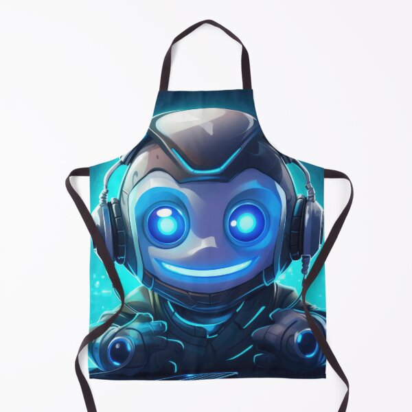 Item preview, Cute robot friendly digital assistant character with glowing blue lights, AI generated designed and sold by dvoevnore.