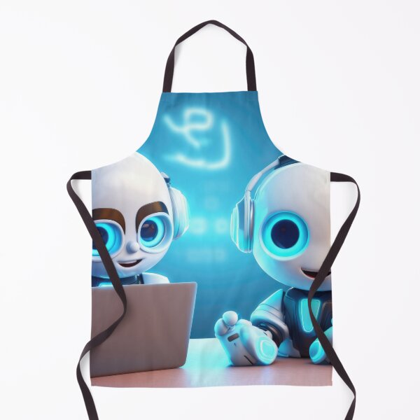 Item preview, Cute robot friendly digital assistant character with glowing blue lights, AI generated designed and sold by dvoevnore.