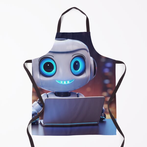 Item preview, Cute robot friendly digital assistant character with glowing blue lights, AI generated designed and sold by dvoevnore.