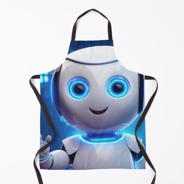 Item preview, Cute robot friendly digital assistant character with glowing blue lights, AI generated designed and sold by dvoevnore.