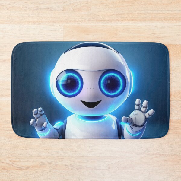 Item preview, Cute robot friendly digital assistant character with glowing blue lights, AI generated designed and sold by dvoevnore.