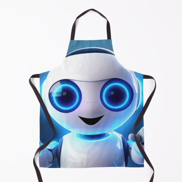 Item preview, Cute robot friendly digital assistant character with glowing blue lights, AI generated designed and sold by dvoevnore.