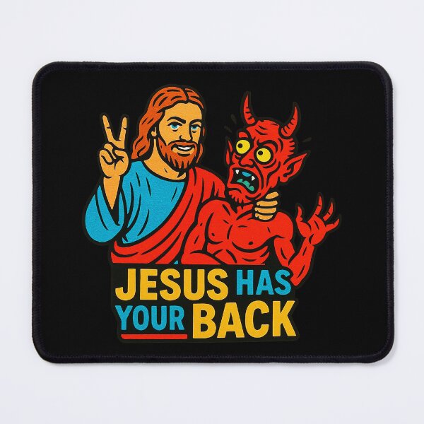Item preview, Jesus Has Your Back meme Jesus Christ Bible Quote designed and sold by plushism.