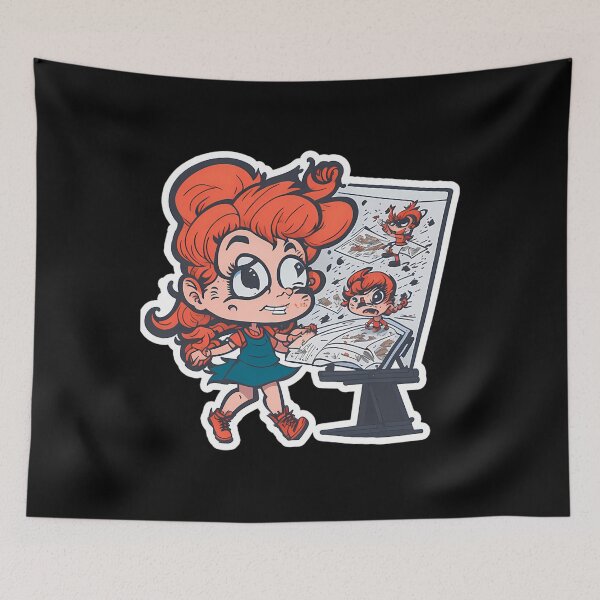 Item preview, Crazy Cartoonist Girl Abnormal Cartoon designed and sold by BlossomsAdama.