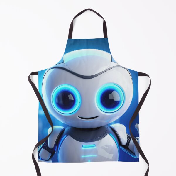 Item preview, Cute robot friendly digital assistant character with glowing blue lights, AI generated designed and sold by dvoevnore.