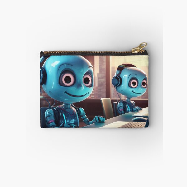 Item preview, Cute robot friendly digital assistant character with glowing blue lights, AI generated designed and sold by dvoevnore.
