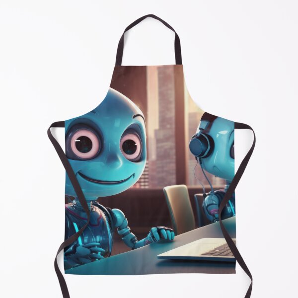 Item preview, Cute robot friendly digital assistant character with glowing blue lights, AI generated designed and sold by dvoevnore.