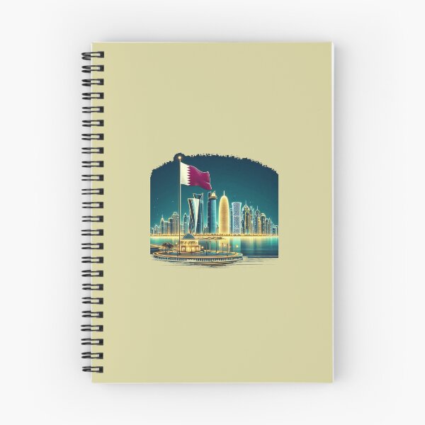 Item preview,   Doha Corniche Skyline Qatar 3D Cute Sketch with Qatari Flag,   designed and sold by PaintMeWorld.