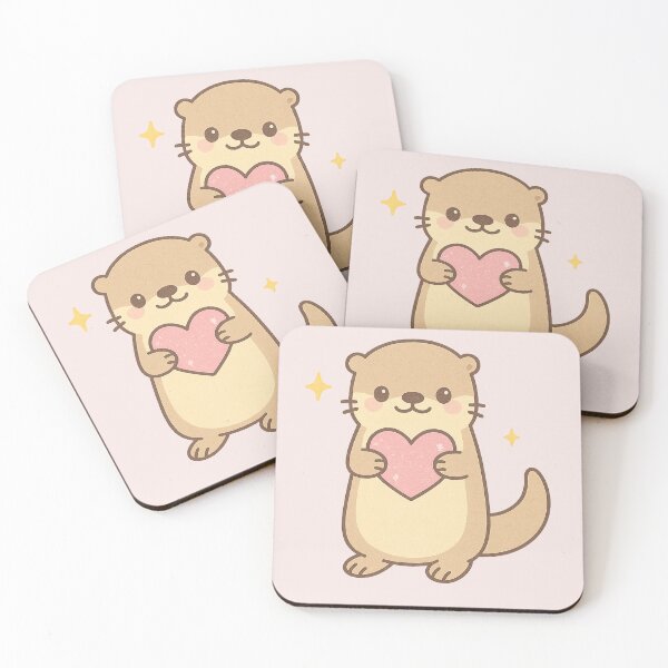 Item preview, Otter with Glitter Heart – Cute Pastel Kawaii Design designed and sold by wwshd.