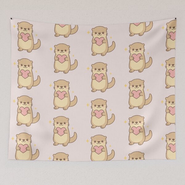 Item preview, Otter with Glitter Heart – Cute Pastel Kawaii Design designed and sold by wwshd.