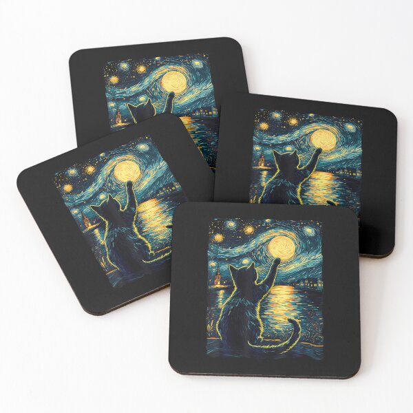 Item preview, Black Cats Lover Starry Night Vincent Van Gogh designed and sold by charlettebren.