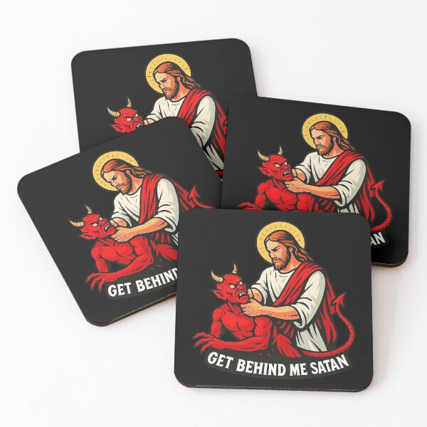 Item preview, Get Behind Me Satan meme Jesus Christ Bible Quote designed and sold by plushism.