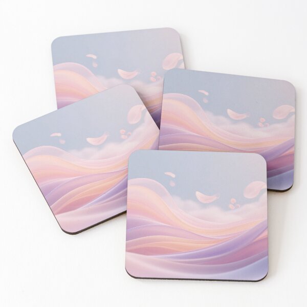 Item preview, Dreamy pastel ribbon waves with floating petals and soft clouds creating gentle, peaceful, and elegant abstract scene designed and sold by Mimoshi ⭐⭐⭐⭐⭐.