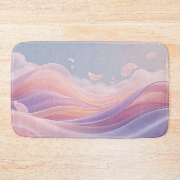 Item preview, Dreamy pastel ribbon waves with floating petals and soft clouds creating gentle, peaceful, and elegant abstract scene designed and sold by Mimoshi ⭐⭐⭐⭐⭐.