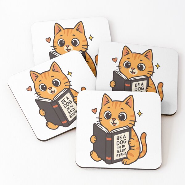 Item preview, Adorable Cat Reading "Be a Dog in 10 Easy Steps" Funny Sticker designed and sold by My-Hoodies.