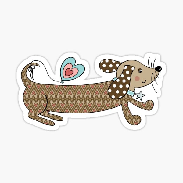 Dachshund, Sausage Dog, Dachsie, Doxie Pattern 1 Sticker
