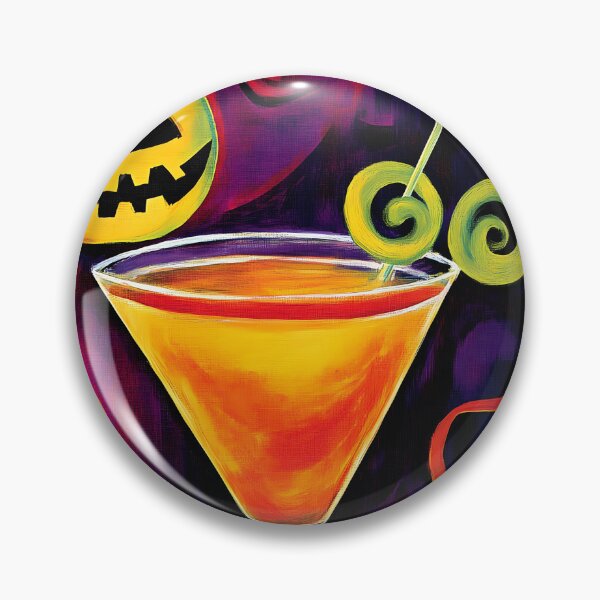 Item preview, Toast to Halloween Night with a Bright Cocktail and Grinning Jack-o-Lantern Dark Whimsical Background designed and sold by OlfactoART Studio.