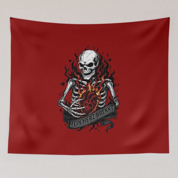 Item preview, Mein Herz Brennt – Skeleton with Burning Heart designed and sold by DAFIN.