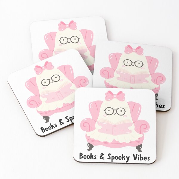 Item preview, Cute ghost reading Books and spooky vibes pink designed and sold by Bibliobae.