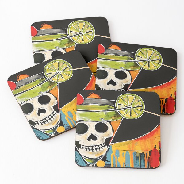 Item preview, Dive Into Halloween Happy Hour with a Skull Cocktail Lime Cherries and Bold Swirls designed and sold by OlfactoART Studio.
