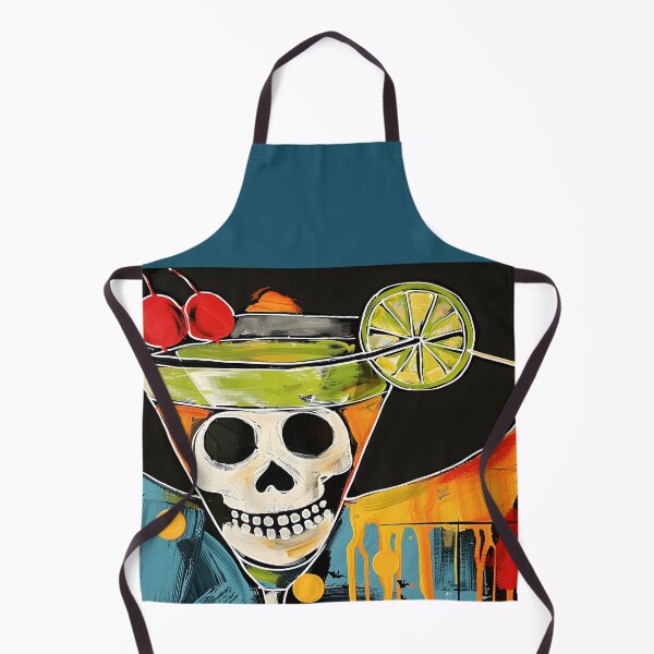 Item preview, Dive Into Halloween Happy Hour with a Skull Cocktail Lime Cherries and Bold Swirls designed and sold by OlfactoART Studio.