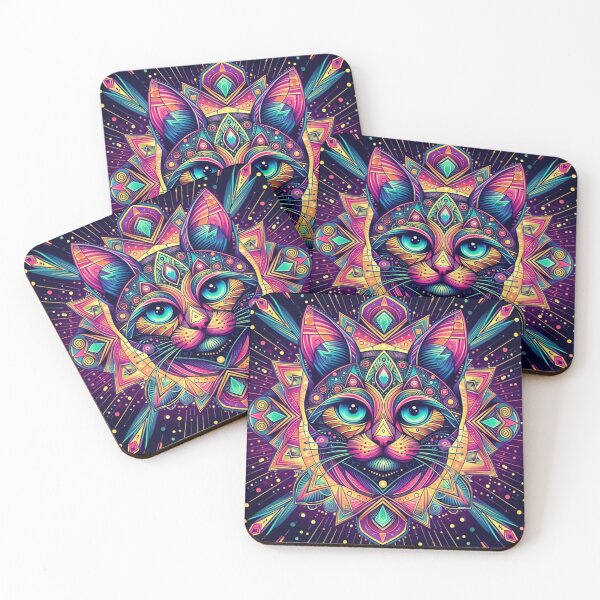 Item preview, Colorful geometric decorative mystic cat  designed and sold by Dogandesighn.