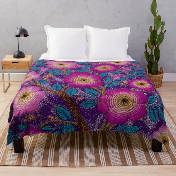 Item preview, Aboriginal Inspired Dot Art - Amazing Purple Wildflowers designed and sold by GrinGalore.