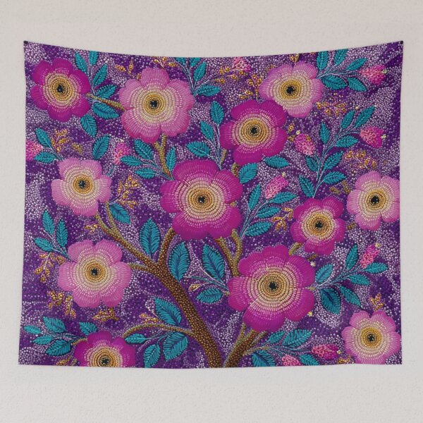 Item preview, Aboriginal Inspired Dot Art - Amazing Purple Wildflowers designed and sold by GrinGalore.