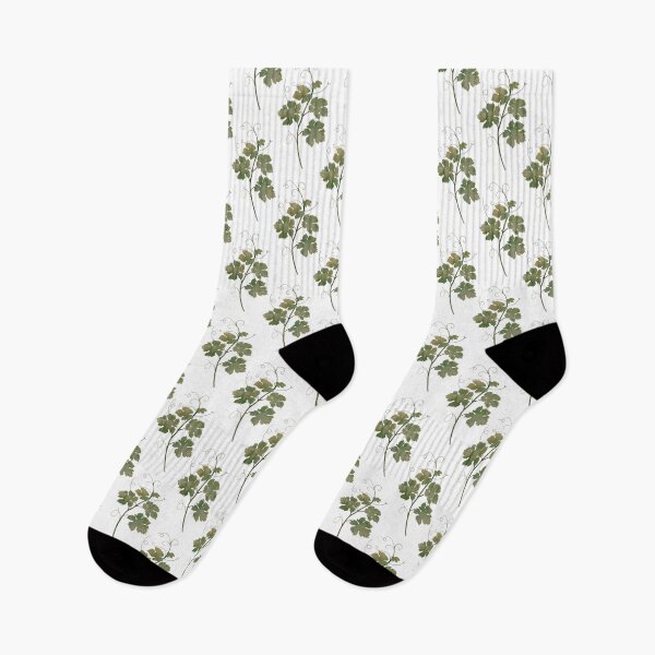 Item preview, Hand drawn print. Seamless delicate watercolor pattern with green grape leaves on a white background designed and sold by Grin Katalina Floral Patterns & Cozy Art.