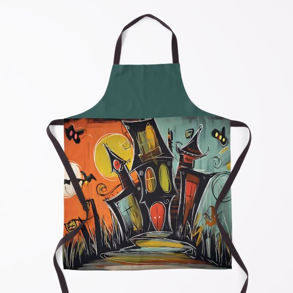Item preview, Twisted Surreal Haunted House Under a Vibrant Moonlit Sky with Bats and Spooky Glow designed and sold by OlfactoART Studio.
