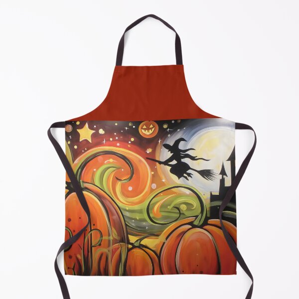 Item preview, Hocus Pocus: Witch Flies Past a Glowing Moon Above Magical Pumpkins Stars and a Mysterious Halloween Castle designed and sold by OlfactoART Studio.