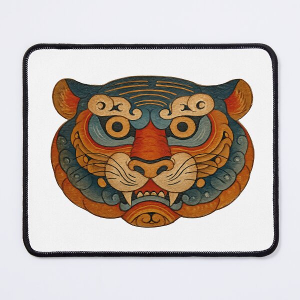 Item preview, Smiling Tiger Guardian Inspired By Traditional Korean Folk Art 2 designed and sold by FlaskLab.